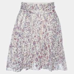 Isabel Marant Etoile Beige Floral Printed Cotton Flared Mini Skirt M