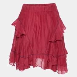 Isabel Marant Etoile Pink Cotton Ruffled Mini Skirt S