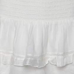 Pre Owned Isabel Marant Etoile White Cotton Blend Tiered Mini Skirt S
