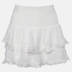 Pre Owned Isabel Marant Etoile White Cotton Blend Tiered Mini Skirt S
