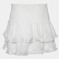 Pre Owned Isabel Marant Etoile White Cotton Blend Tiered Mini Skirt S
