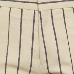 Isabel Marant Off White Striped Crepe Slim-Fit Trousers S