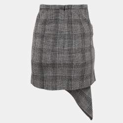 Isabel Marant Black Plaid Pattern Cotton Blend Asymmetric Mini Skirt S