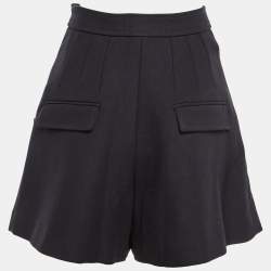 Pre Owned Isabel Marant Navy Blue Virgin Wool Buttoned Shorts M