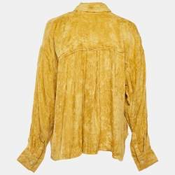 Pre Owned Isabel Marant Yellow Corduroy Button Front Oversized Shirt S