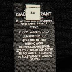 مملوكة مسبقًا سترة إيزابيل مارانت صوف ميرينو أسود بقصة زانا صغيرة - سمول