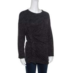 Pre Owned Isabel Marant Etoile Grey Melange Jersey Ruffled Long Sleeve Malo Top M