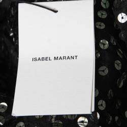 Pre Owned Isabel Marant Black Sequined Silk Asymmetric Sleeve Becky Mini Dress M
