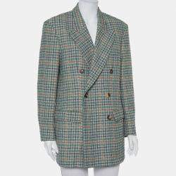 Isabel Marant Green Prince Of Wales Checkered Cotton Double Breasted Telis Blazer M