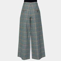 Isabel Marant Green Prince Of Wales Checkered Cotton Wide Leg Telis Trousers M