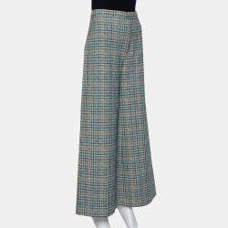 Isabel Marant Green Prince Of Wales Checkered Cotton Wide Leg Telis Trousers M