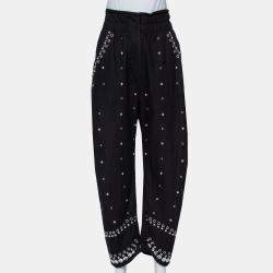Isabel Marant Black Cotton Studded Paneled Eloma Pants L