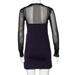 Pre Owned Isabel Marant Purple Wool Blend Sheer Yoke Aglaee Mini Dress M