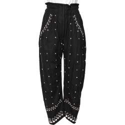 Isabel Marant Black Cotton Canvas Eyelet Studded Eloma Trousers S
