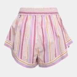 Pre Owned Isabel Marant Pink Striped Cotton Drawstring Detail Shorts M