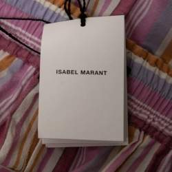 Pre Owned Isabel Marant Pink Striped Cotton Drawstring Detail Shorts M