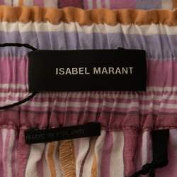Pre Owned Isabel Marant Pink Striped Cotton Drawstring Detail Shorts M