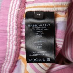 Pre Owned Isabel Marant Pink Striped Cotton Drawstring Detail Shorts M