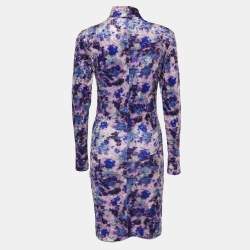 Pre Owned Isabel Marant Purple Printed Velvet Gram Mini Dress M