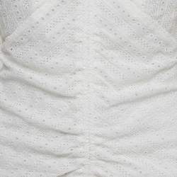 Pre Owned Isabel Marant White Eyelet Cotton Ruched Mini Dress S