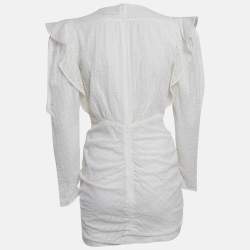 Pre Owned Isabel Marant White Eyelet Cotton Ruched Mini Dress S
