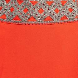 Pre Owned Isabel Marant Orange Embellished Crepe Mini Skirt S