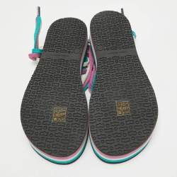 Isabel Marant Multicolor Canvas Tuoni Striped Thong Sandals Size 41