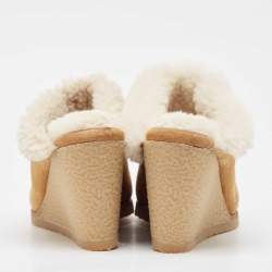 Isabel Marant Brown Shearling Fur and Suede Takita Mules Size 39