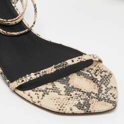 Isabel Marant Beige/Brown Snakeskin Embossed Leather Ankle Wrap Sandals Size 39