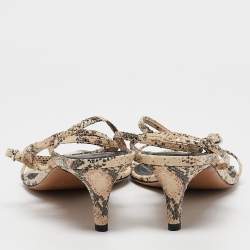 Isabel Marant Beige/Brown Snakeskin Embossed Leather Ankle Wrap Sandals Size 39