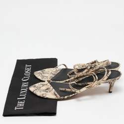Isabel Marant Beige/Brown Snakeskin Embossed Leather Ankle Wrap Sandals Size 39