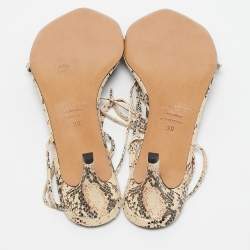 Isabel Marant Beige/Brown Snakeskin Embossed Leather Ankle Wrap Sandals Size 39