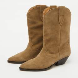 Isabel Marant Taupe Brown Suede Duerto Pointed Toe Boots Size 39