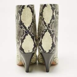 Isabel Marant Black/Beige Snakeskin Embossed Leather Miyako Ankle Boots Size 37