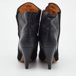 Pre Owned Isabel Marant Black Embroidered Suede and Leather Betty Ankle Boots Size 38