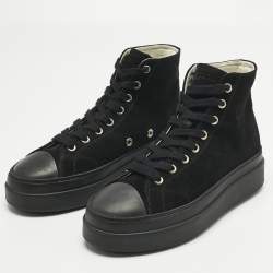 مملوكة مسبقًا حذاء رياضي إيزابيل مارانت أوستن عالي من أعلى جلد وزخرفة سوداء مقاس 37