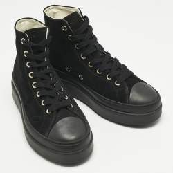 مملوكة مسبقًا حذاء رياضي إيزابيل مارانت أوستن عالي من أعلى جلد وزخرفة سوداء مقاس 37