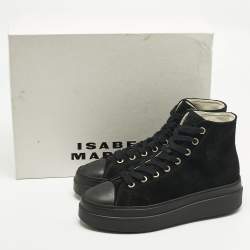 مملوكة مسبقًا حذاء رياضي إيزابيل مارانت أوستن عالي من أعلى جلد وزخرفة سوداء مقاس 37
