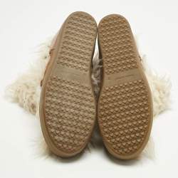 Pre Owned Isabel Marant Beige Faux Fur and Leather Nowles Snow Boots Size 37