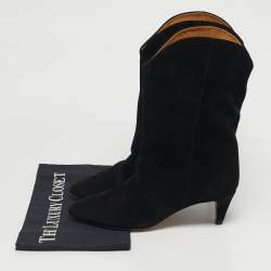 Pre Owned Isabel Marant Black Suede Dernee High Ankle Length Boots Size 36