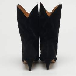 Pre Owned Isabel Marant Black Suede Dernee High Ankle Length Boots Size 36