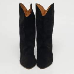 Pre Owned Isabel Marant Black Suede Dernee High Ankle Length Boots Size 36
