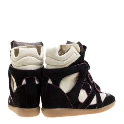 Pre Owned Isabel Marant Two Tone Suede and Leather Bekett Wedge Sneakers Size 35