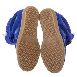 Pre Owned Isabel Marant Electric Blue Suede Leather Beckett Wedge High Top Sneakers Size 37