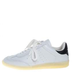 Pre Owned Isabel Marant White/Black Leather Trainers Low Top Sneakers Size 39