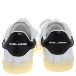 Pre Owned Isabel Marant White/Black Leather Trainers Low Top Sneakers Size 39
