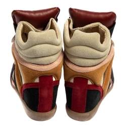 Pre Owned Isabel Marant Multicolor Suede Leather Bekett Wedge High Top Sneakers Size 38