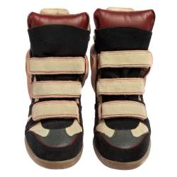Pre Owned Isabel Marant Multicolor Suede Leather Bekett Wedge High Top Sneakers Size 38