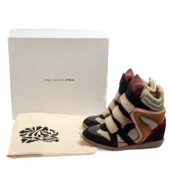 Pre Owned Isabel Marant Multicolor Suede Leather Bekett Wedge High Top Sneakers Size 38