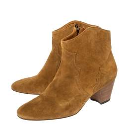Pre Owned Isabel Marant Brown Suede Dicker Ankle Boots Size 40
